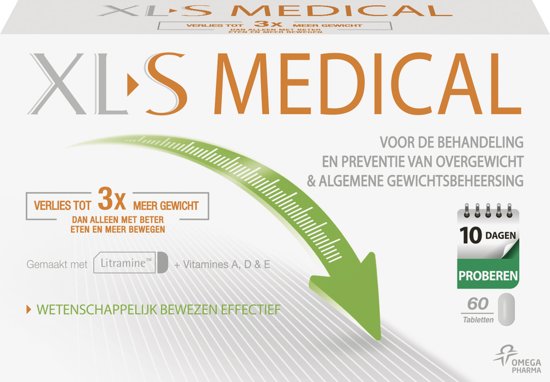 XL-S Medical Vetbinder - Helpt bij afvallen - Eetlustremmer - 180 tabletten Helpt bij afvallen of ter voorkoming van gewichtstoename. | De vetbinder zorgt voor een snel verzadigd gevoel en minder vetopname uit eten.