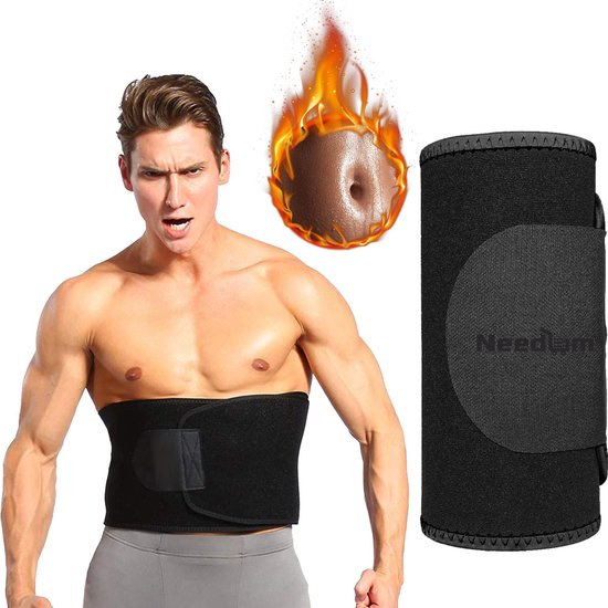 Needum ® Zweetband voor de Buik - Afslankband - Afslankbroek - Sauna Belt - Sweat Belt - Buikband afvallen - Zweetband Buik - Afslankriem voor Fitness/Hardlopen/Gewichtheffen - Sport Band - Unisex - Man/Vrouw - Zwart